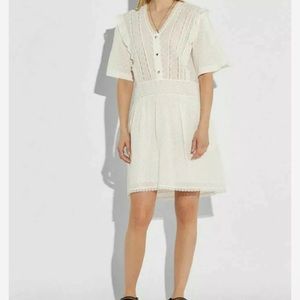 NWT COACH Womens Dress 00 Broderie Anglaise Cream Ruffle Lace Mini Prairie $595